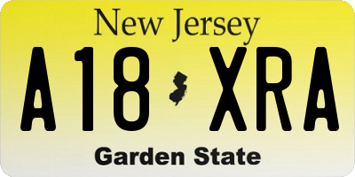 NJ license plate A18XRA