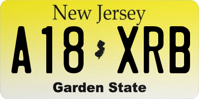 NJ license plate A18XRB