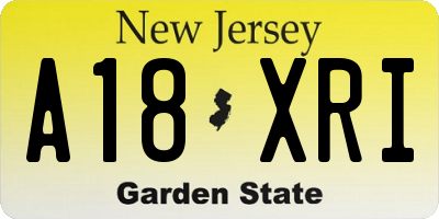 NJ license plate A18XRI