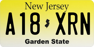 NJ license plate A18XRN