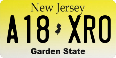 NJ license plate A18XRO