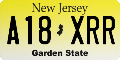 NJ license plate A18XRR