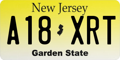 NJ license plate A18XRT