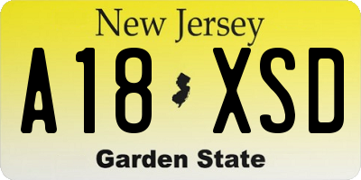 NJ license plate A18XSD