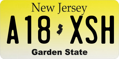 NJ license plate A18XSH
