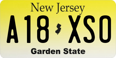 NJ license plate A18XSO