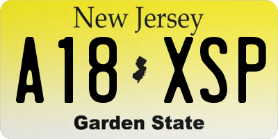 NJ license plate A18XSP