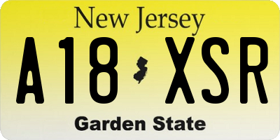 NJ license plate A18XSR