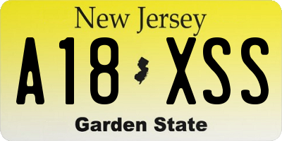 NJ license plate A18XSS