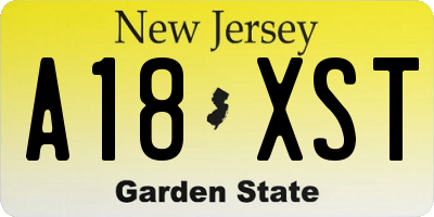NJ license plate A18XST