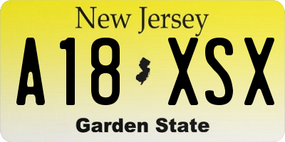NJ license plate A18XSX