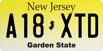 NJ license plate A18XTD