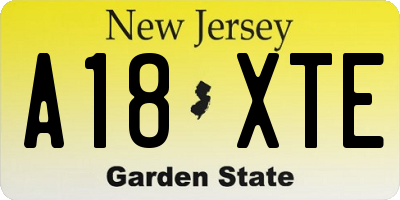 NJ license plate A18XTE