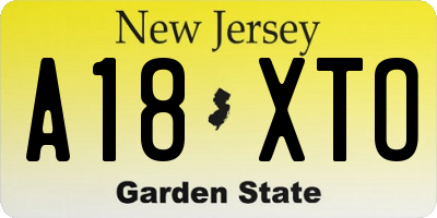 NJ license plate A18XTO