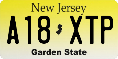 NJ license plate A18XTP