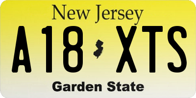NJ license plate A18XTS