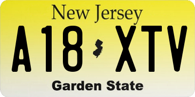 NJ license plate A18XTV