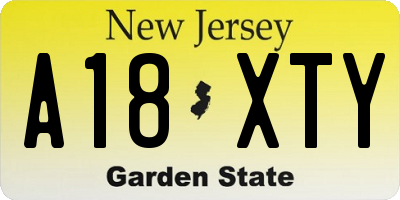 NJ license plate A18XTY