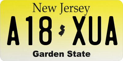 NJ license plate A18XUA