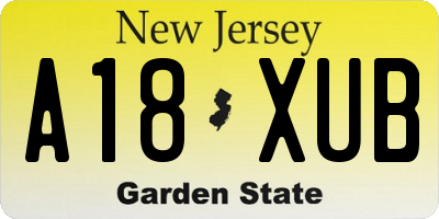 NJ license plate A18XUB
