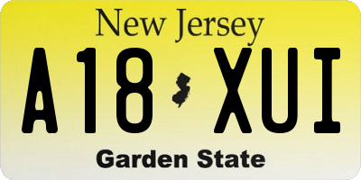 NJ license plate A18XUI