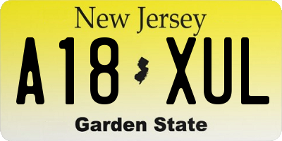 NJ license plate A18XUL
