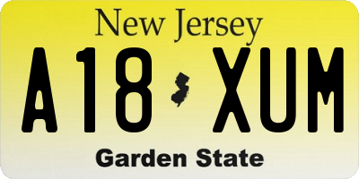 NJ license plate A18XUM