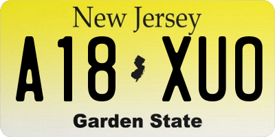 NJ license plate A18XUO