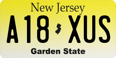 NJ license plate A18XUS