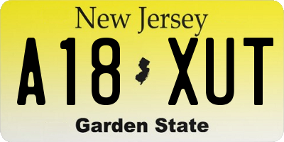 NJ license plate A18XUT