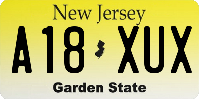 NJ license plate A18XUX