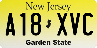 NJ license plate A18XVC