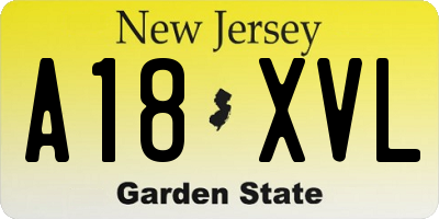 NJ license plate A18XVL