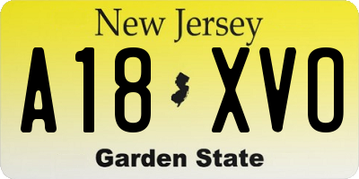 NJ license plate A18XVO