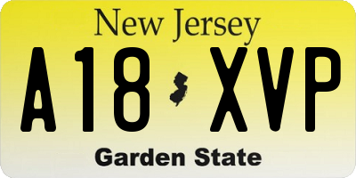 NJ license plate A18XVP