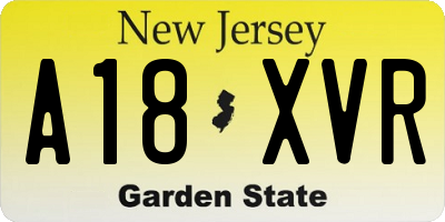 NJ license plate A18XVR