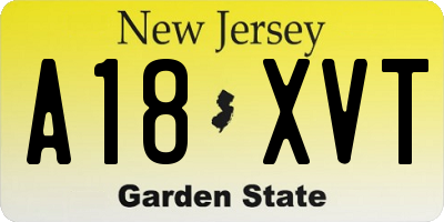 NJ license plate A18XVT
