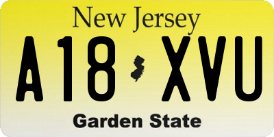 NJ license plate A18XVU