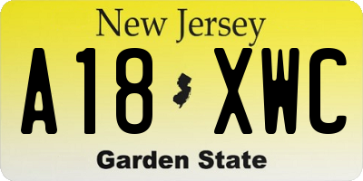 NJ license plate A18XWC