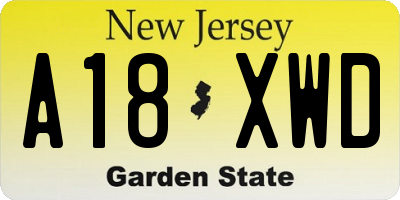 NJ license plate A18XWD