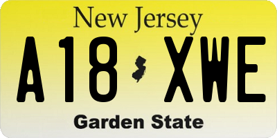 NJ license plate A18XWE