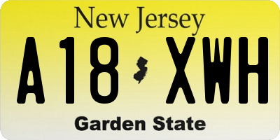 NJ license plate A18XWH