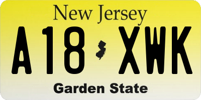 NJ license plate A18XWK