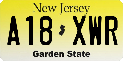 NJ license plate A18XWR