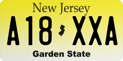 NJ license plate A18XXA