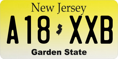 NJ license plate A18XXB