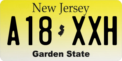 NJ license plate A18XXH