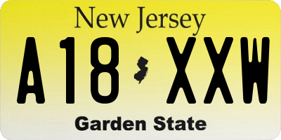 NJ license plate A18XXW