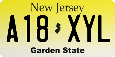 NJ license plate A18XYL