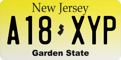 NJ license plate A18XYP
